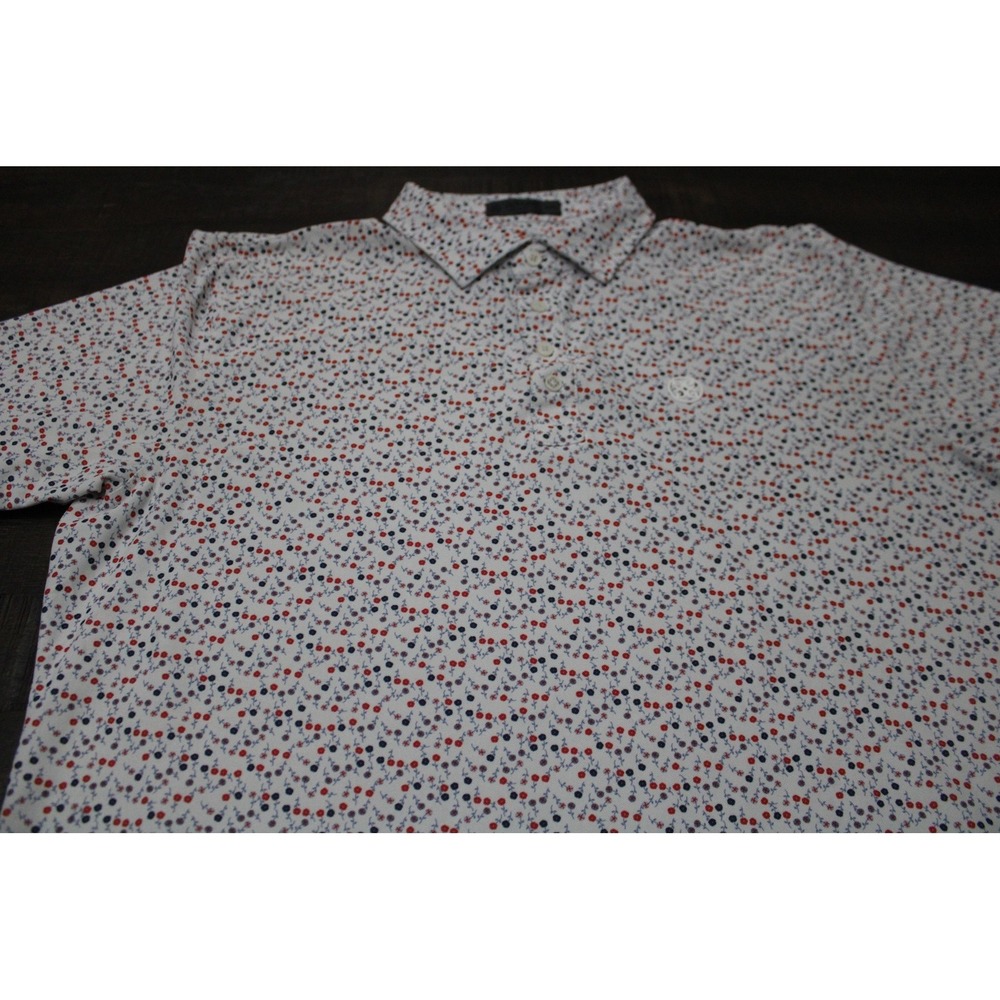 G/FORE Polo Shirt Mens 2XL White Floral Golf Performance Stretch Short Sleeve - Picture 2 of 9